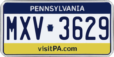 PA license plate MXV3629