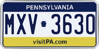 PA license plate MXV3630