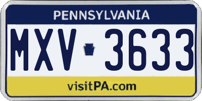 PA license plate MXV3633