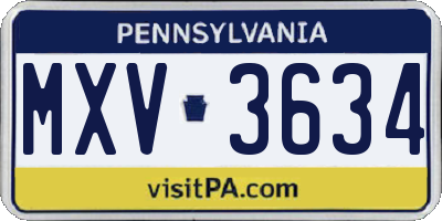 PA license plate MXV3634