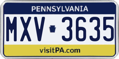 PA license plate MXV3635