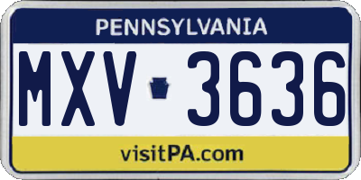 PA license plate MXV3636