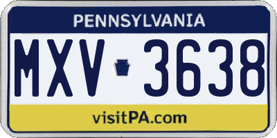 PA license plate MXV3638