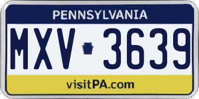 PA license plate MXV3639