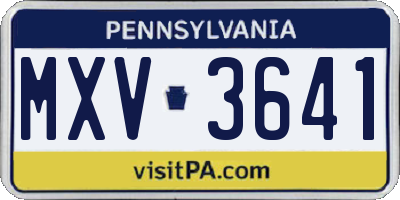 PA license plate MXV3641