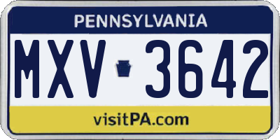 PA license plate MXV3642
