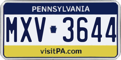 PA license plate MXV3644
