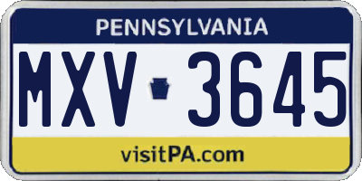 PA license plate MXV3645