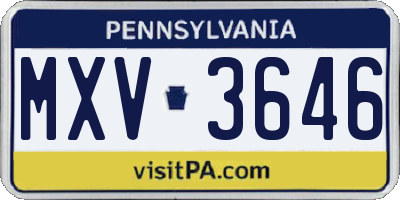 PA license plate MXV3646
