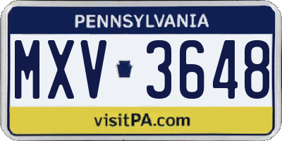 PA license plate MXV3648