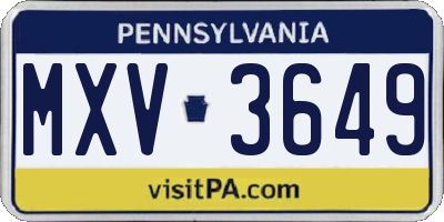 PA license plate MXV3649