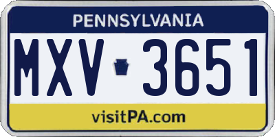 PA license plate MXV3651