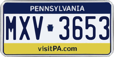 PA license plate MXV3653
