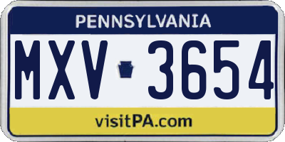 PA license plate MXV3654