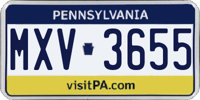 PA license plate MXV3655