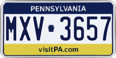 PA license plate MXV3657