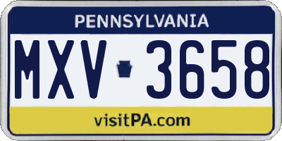 PA license plate MXV3658