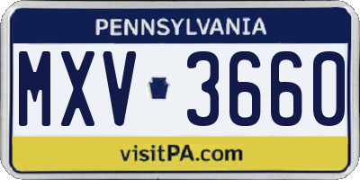 PA license plate MXV3660