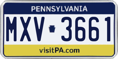 PA license plate MXV3661