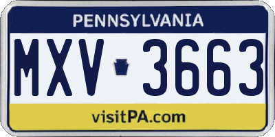 PA license plate MXV3663