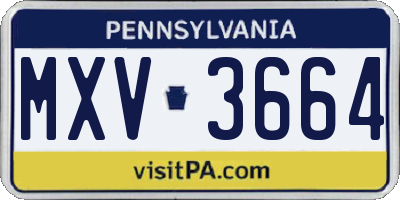 PA license plate MXV3664