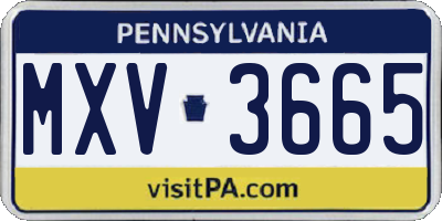 PA license plate MXV3665