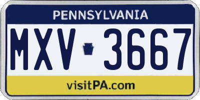 PA license plate MXV3667
