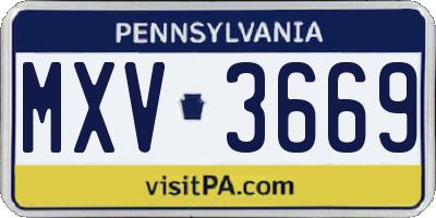 PA license plate MXV3669