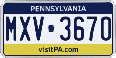 PA license plate MXV3670