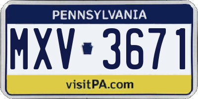 PA license plate MXV3671