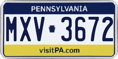 PA license plate MXV3672