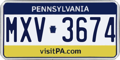 PA license plate MXV3674