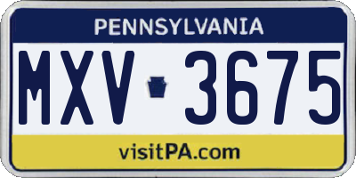 PA license plate MXV3675