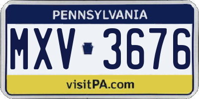 PA license plate MXV3676