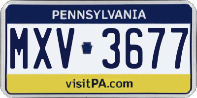 PA license plate MXV3677