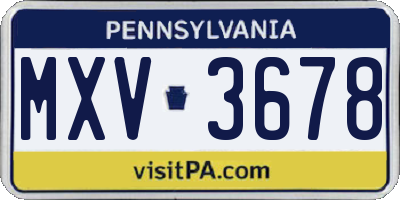 PA license plate MXV3678
