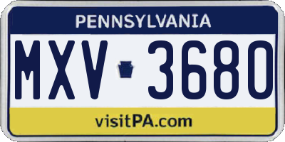 PA license plate MXV3680