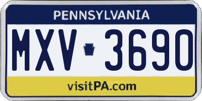 PA license plate MXV3690