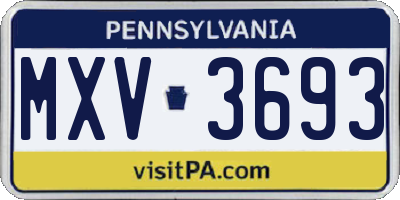 PA license plate MXV3693