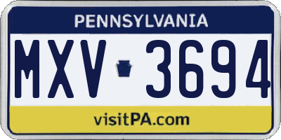 PA license plate MXV3694