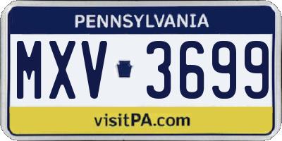 PA license plate MXV3699