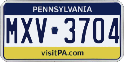 PA license plate MXV3704