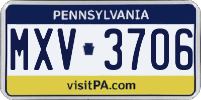 PA license plate MXV3706