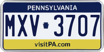 PA license plate MXV3707