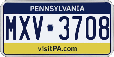 PA license plate MXV3708
