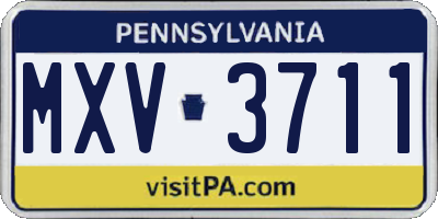 PA license plate MXV3711