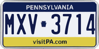 PA license plate MXV3714