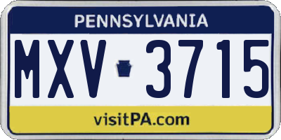 PA license plate MXV3715