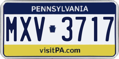 PA license plate MXV3717