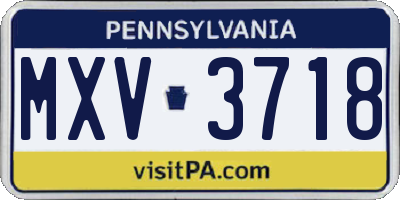 PA license plate MXV3718